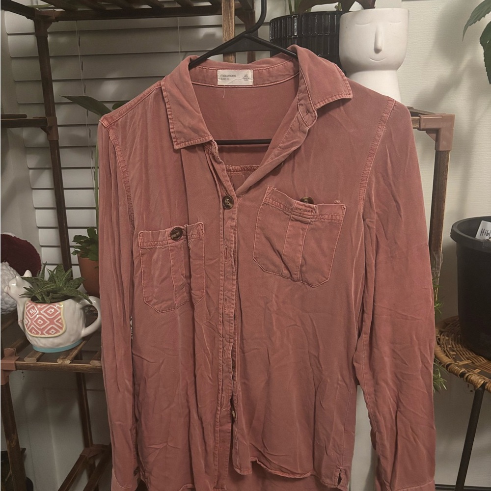 Maurices Pink Button Down Shirt